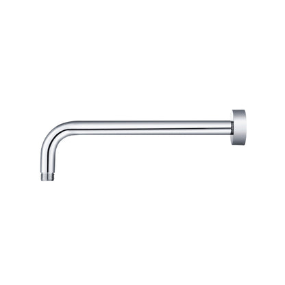 Flusso Faucets Universal Fixtures 12" Chrome Solid Brass Wall-Mounted Shower Arm With J-Shape Extension and Round Sliding Flange