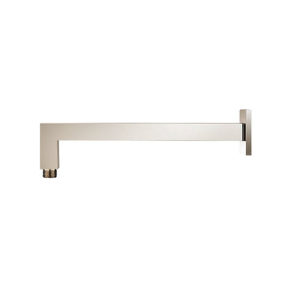 Flusso Faucets Universal Fixtures 12" Polished Nickel PVD Solid Brass Wall-Mounted Shower Arm With Angled Extension and Square Sliding Flange