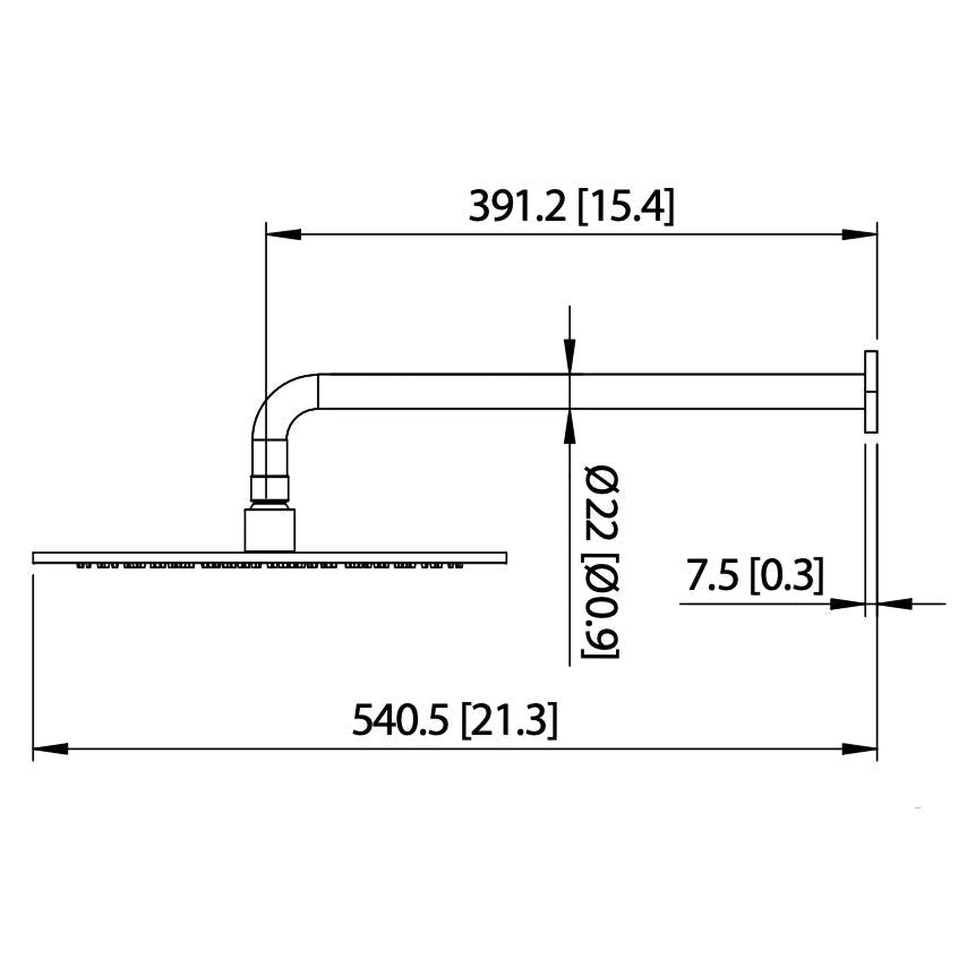 Flusso Faucets Universal Fixtures 12" Single Function Round Brushed Nickel PVD Solid Brass Rain Shower Head With 15" Wall Mounted Shower Arm