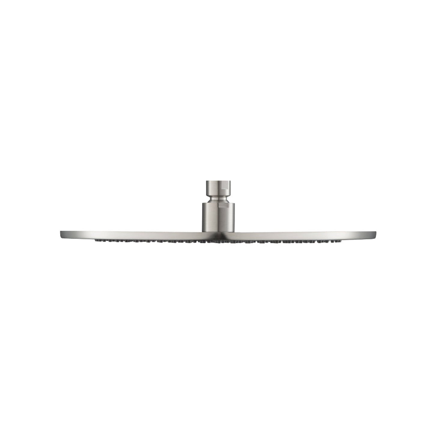 Flusso Faucets Universal Fixtures 12" Single Function Round Brushed Nickel PVD Solid Brass Rain Shower Head With 6" Ceiling Mounted Shower Arm