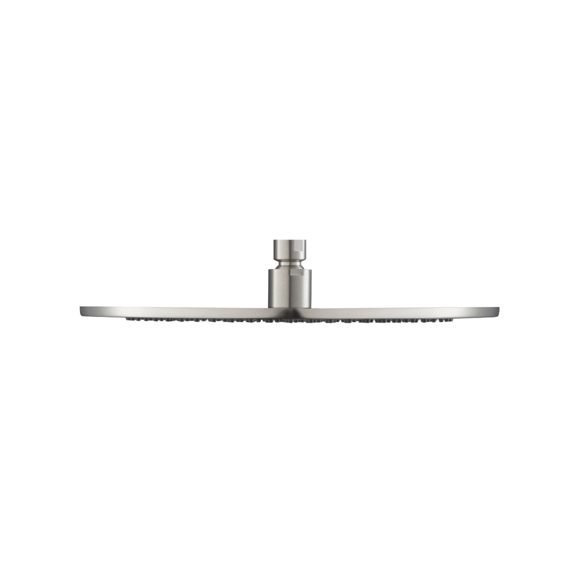 Flusso Faucets Universal Fixtures 12" Single Function Round Brushed Nickel PVD Solid Brass Rain Shower Head With 6" Ceiling Mounted Shower Arm
