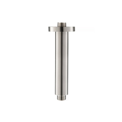 Flusso Faucets Universal Fixtures 12" Single Function Round Brushed Nickel PVD Solid Brass Rain Shower Head With 6" Ceiling Mounted Shower Arm