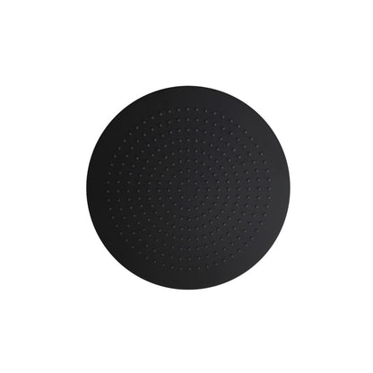 Flusso Faucets Universal Fixtures 12" Single Function Round Matte Black Solid Brass Rain Shower Head With 6" Ceiling Mounted Shower Arm