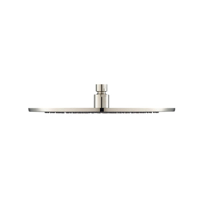 Flusso Faucets Universal Fixtures 12" Single Function Round Polished Nickel PVD Solid Brass Rain Shower Head