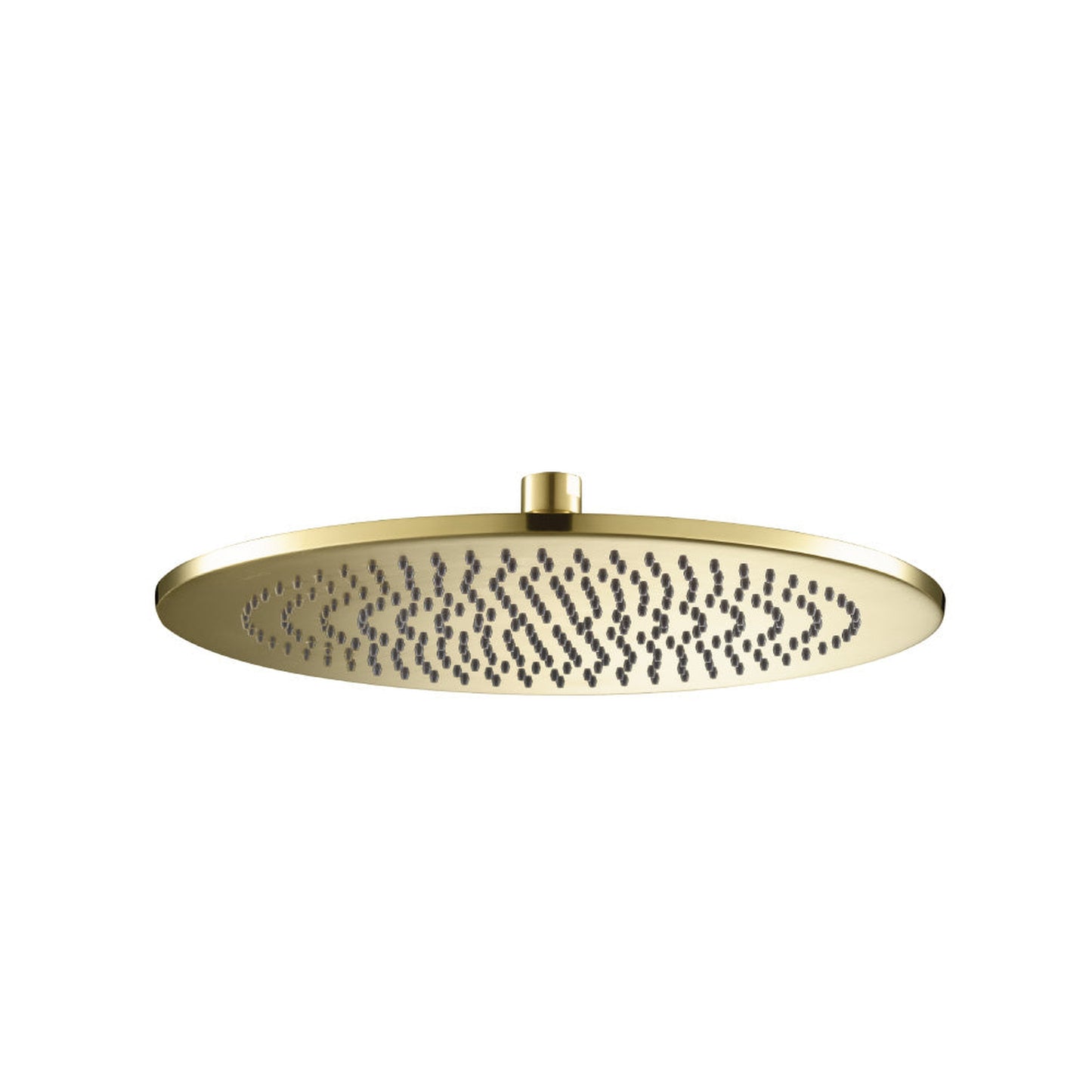 Flusso Faucets Universal Fixtures 12" Single Function Round Satin Brass PVD Solid Brass Rain Shower Head With 15" Wall Mounted Shower Arm