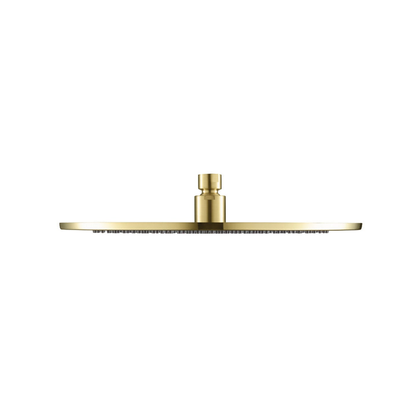 Flusso Faucets Universal Fixtures 12" Single Function Round Satin Brass PVD Solid Brass Rain Shower Head With 15" Wall Mounted Shower Arm