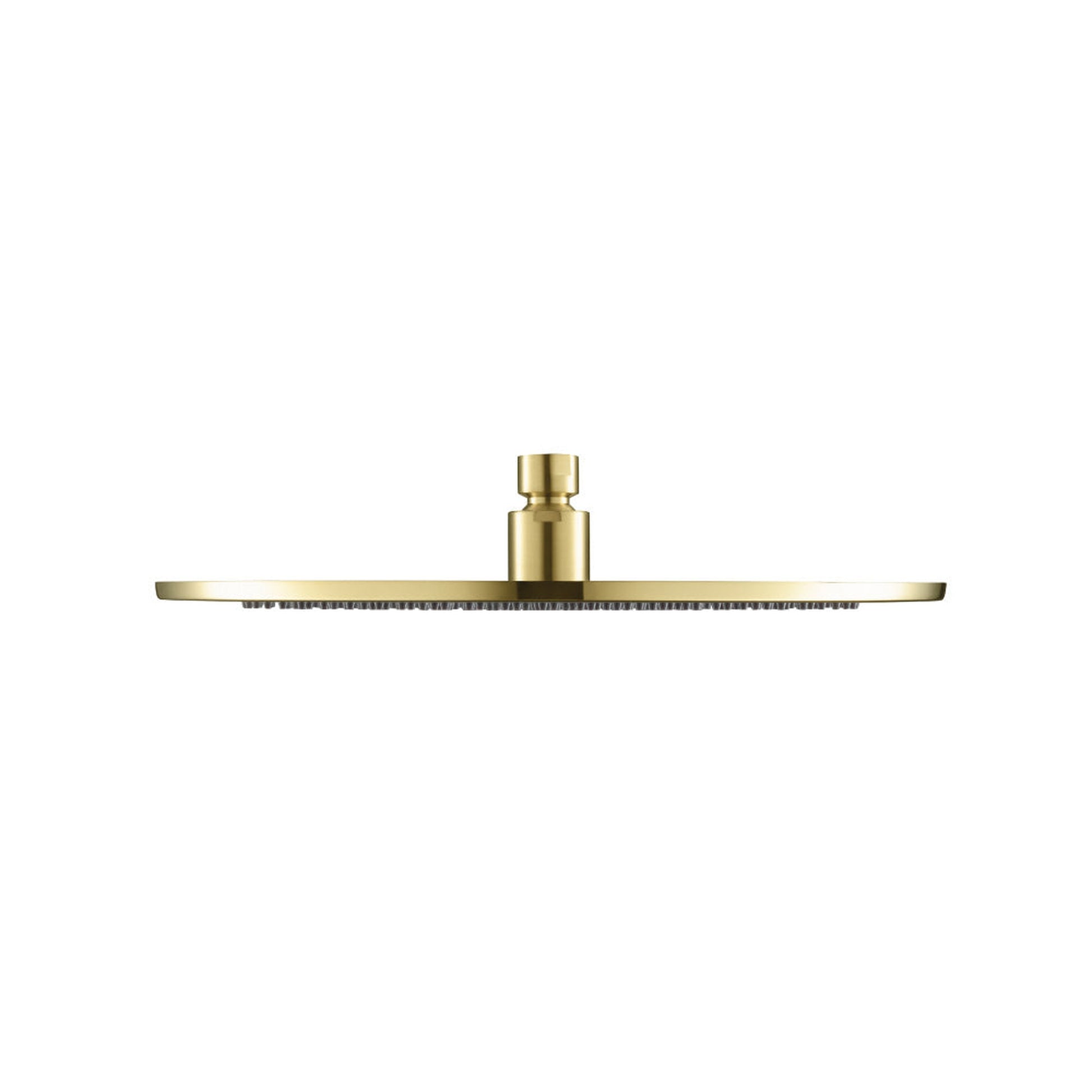 Flusso Faucets Universal Fixtures 12" Single Function Round Satin Brass PVD Solid Brass Rain Shower Head With 15" Wall Mounted Shower Arm