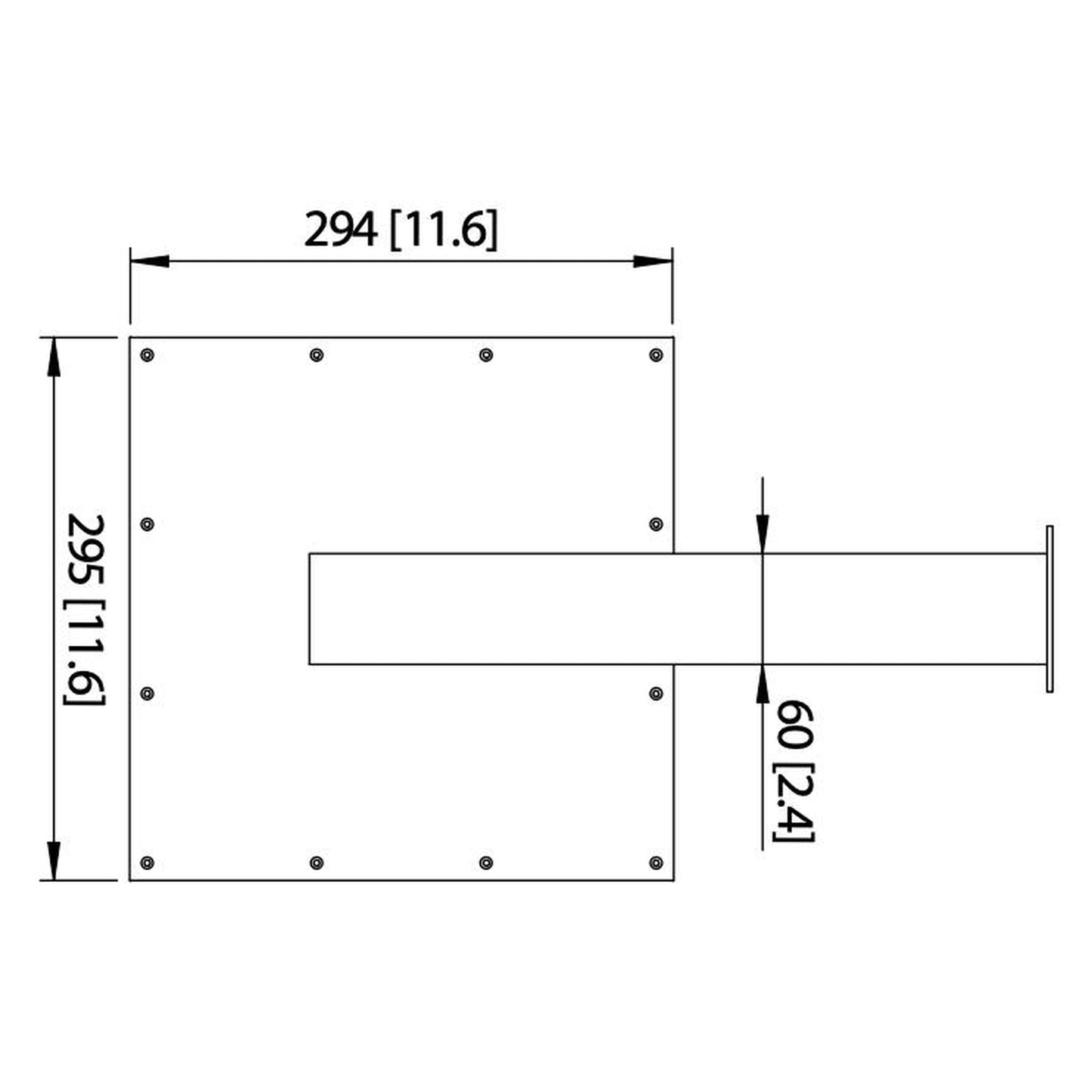 Flusso Faucets Universal Fixtures 12" Single Function Square Brushed Nickel PVD Solid Brass Rain Shower Head With 16" Wall Mounted Shower Arm and Adjustable Flange