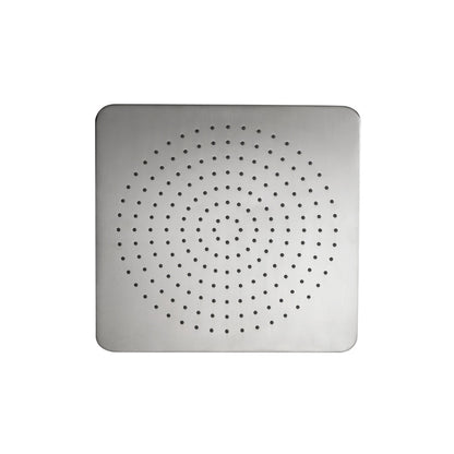 Flusso Faucets Universal Fixtures 12" Single Function Square Curve-Edged Brushed Nickel PVD Solid Brass Rain Shower Head