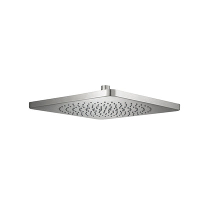 Flusso Faucets Universal Fixtures 12" Single Function Square Curve-Edged Brushed Nickel PVD Solid Brass Rain Shower Head
