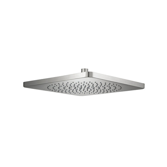 Flusso Faucets Universal Fixtures 12" Single Function Square Curve-Edged Brushed Nickel PVD Solid Brass Rain Shower Head