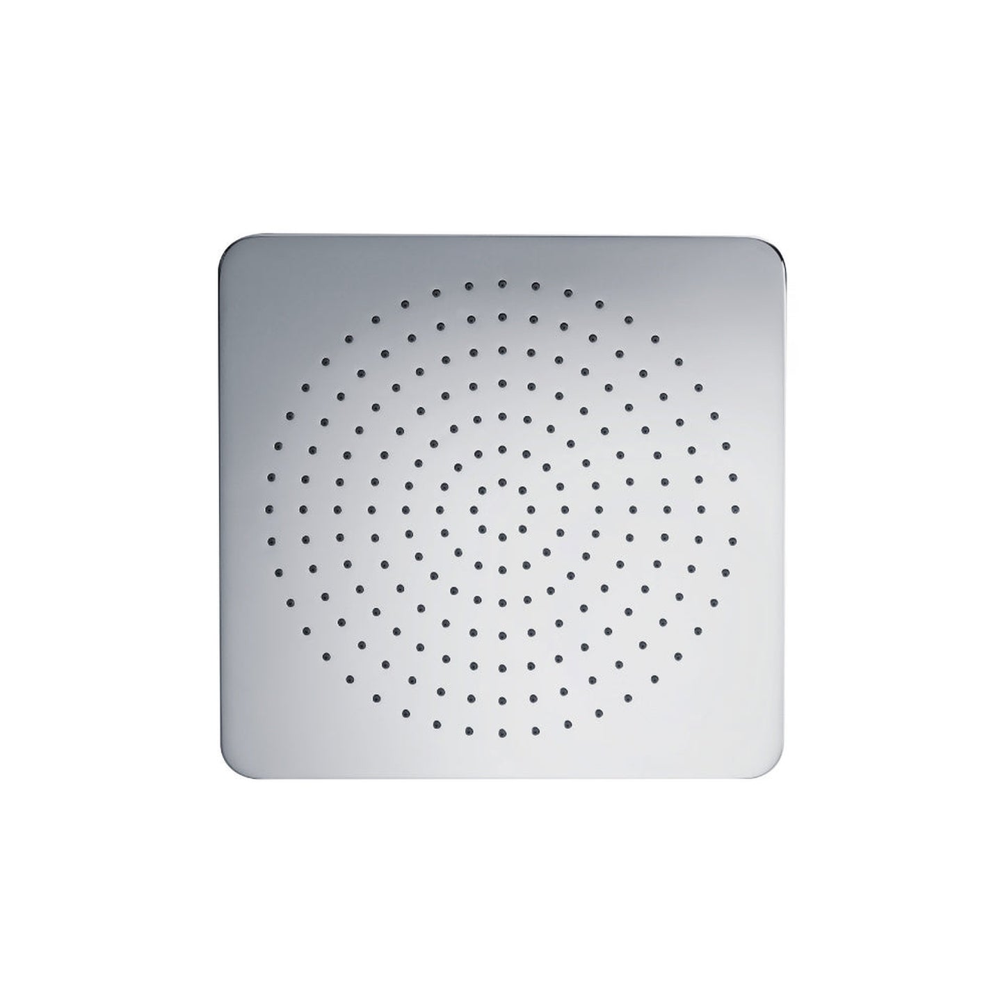 Flusso Faucets Universal Fixtures 12" Single Function Square Curve-Edged Chrome Solid Brass Rain Shower Head With 16" Wall Mounted Shower Arm