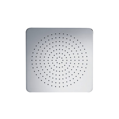 Flusso Faucets Universal Fixtures 12" Single Function Square Curve-Edged Chrome Solid Brass Rain Shower Head With 16" Wall Mounted Shower Arm