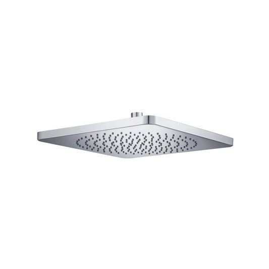 Flusso Faucets Universal Fixtures 12" Single Function Square Curve-Edged Chrome Solid Brass Rain Shower Head