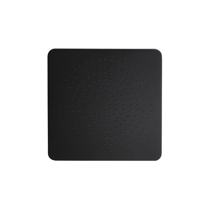 Flusso Faucets Universal Fixtures 12" Single Function Square Curve-Edged Matte Black Solid Brass Rain Shower Head