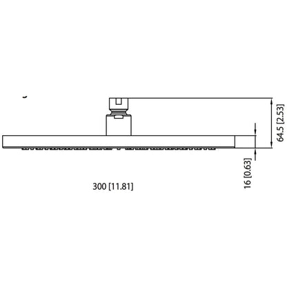 Flusso Faucets Universal Fixtures 12" Single Function Square Curve-Edged Matte Black Solid Brass Rain Shower Head