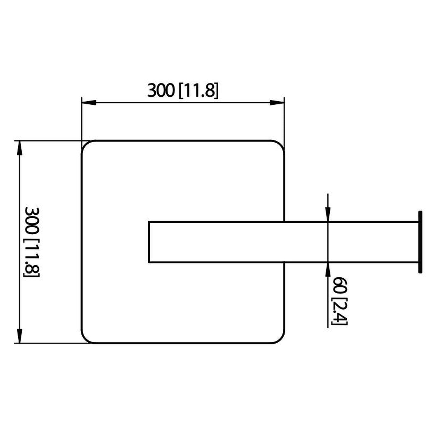 Flusso Faucets Universal Fixtures 12" Single Function Square Curve-Edged Polished Nickel PVD Solid Brass Rain Shower Head With 16" Wall Mounted Shower Arm