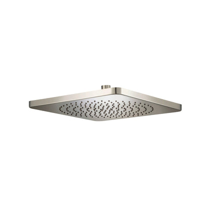 Flusso Faucets Universal Fixtures 12" Single Function Square Curve-Edged Polished Nickel PVD Solid Brass Rain Shower Head