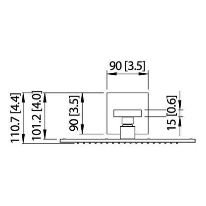 Flusso Faucets Universal Fixtures 12" Single Function Square Matte Black Solid Brass Rain Shower Head With 16" Wall Mounted Shower Arm and Adjustable Flange