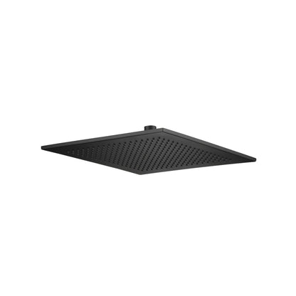 Flusso Faucets Universal Fixtures 12" Single Function Square Matte Black Solid Brass Rain Shower Head With 6" Ceiling Mounted Shower Arm