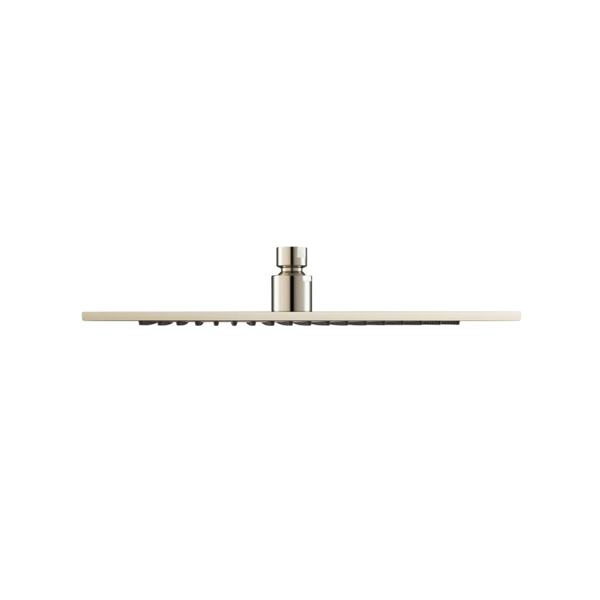 Flusso Faucets Universal Fixtures 12" Single Function Square Polished Nickel PVD Solid Brass Rain Shower Head With 16" Wall Mounted Shower Arm and Adjustable Flange