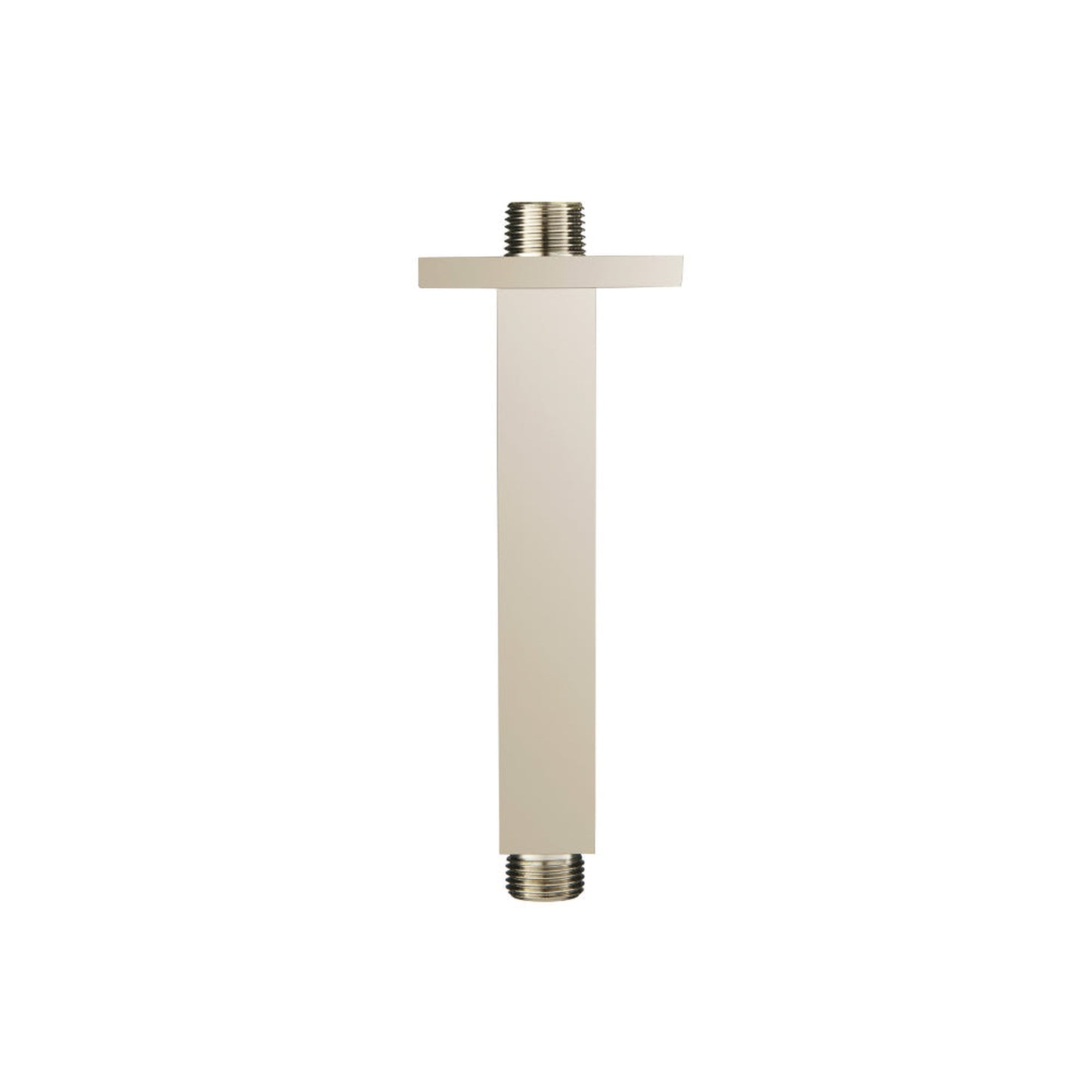 Flusso Faucets Universal Fixtures 12" Single Function Square Polished Nickel PVD Solid Brass Rain Shower Head With 6" Ceiling Mounted Shower Arm