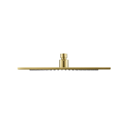 Flusso Faucets Universal Fixtures 12" Single Function Square Satin Brass PVD Solid Brass Rain Shower Head