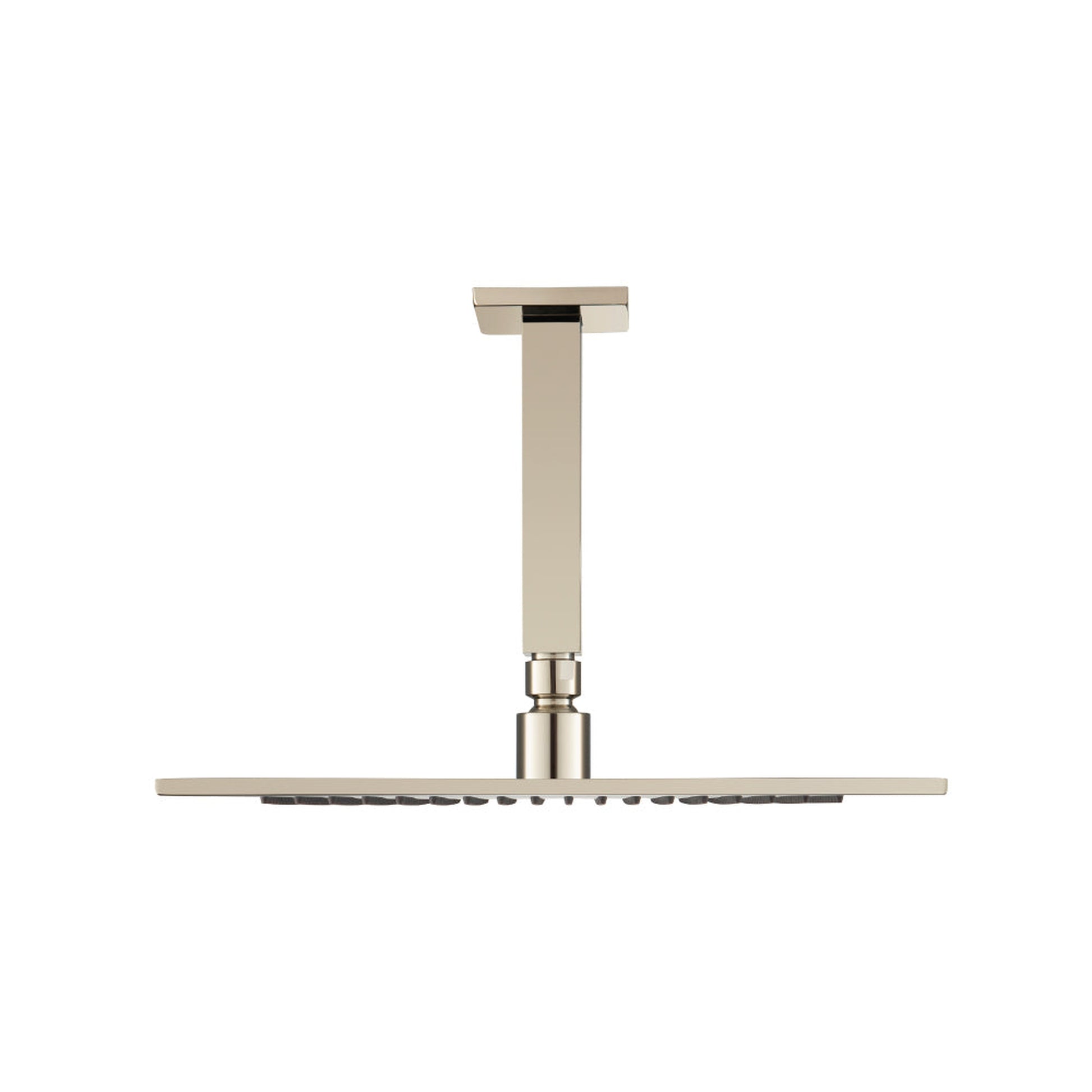 Flusso Faucets Universal Fixtures 12" Single Function Square Satin Brass PVD Solid Brass Rain Shower Head With 6" Ceiling Mounted Shower Arm