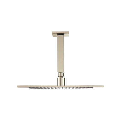 Flusso Faucets Universal Fixtures 12" Single Function Square Satin Brass PVD Solid Brass Rain Shower Head With 6" Ceiling Mounted Shower Arm