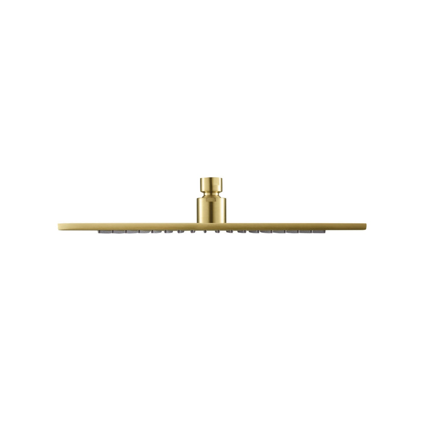 Flusso Faucets Universal Fixtures 12" Single Function Square Satin Brass PVD Solid Brass Rain Shower Head With 6" Ceiling Mounted Shower Arm