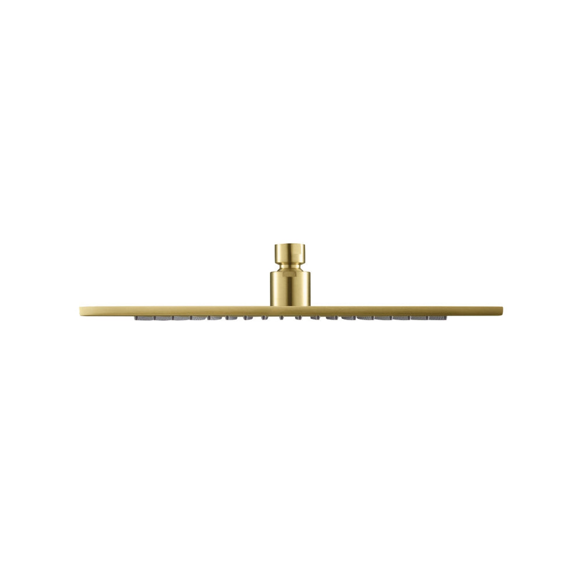 Flusso Faucets Universal Fixtures 12" Single Function Square Satin Brass PVD Solid Brass Rain Shower Head With 6" Ceiling Mounted Shower Arm