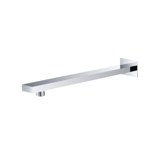 Flusso Faucets Universal Fixtures 15" Matte Black Solid Brass Wall-Mounted Shower Arm With Square Fixed Flange