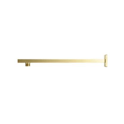 Flusso Faucets Universal Fixtures 15" Satin Brass PVD Solid Brass Wall-Mounted Shower Arm With Square Fixed Flange
