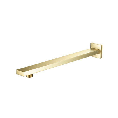 Flusso Faucets Universal Fixtures 15" Satin Brass PVD Solid Brass Wall-Mounted Shower Arm With Square Fixed Flange