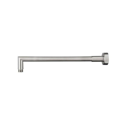 Flusso Faucets Universal Fixtures 16" Brushed Nickel PVD Solid Brass Wall-Mounted Shower Arm With Angled Extension and Round Sliding Flange