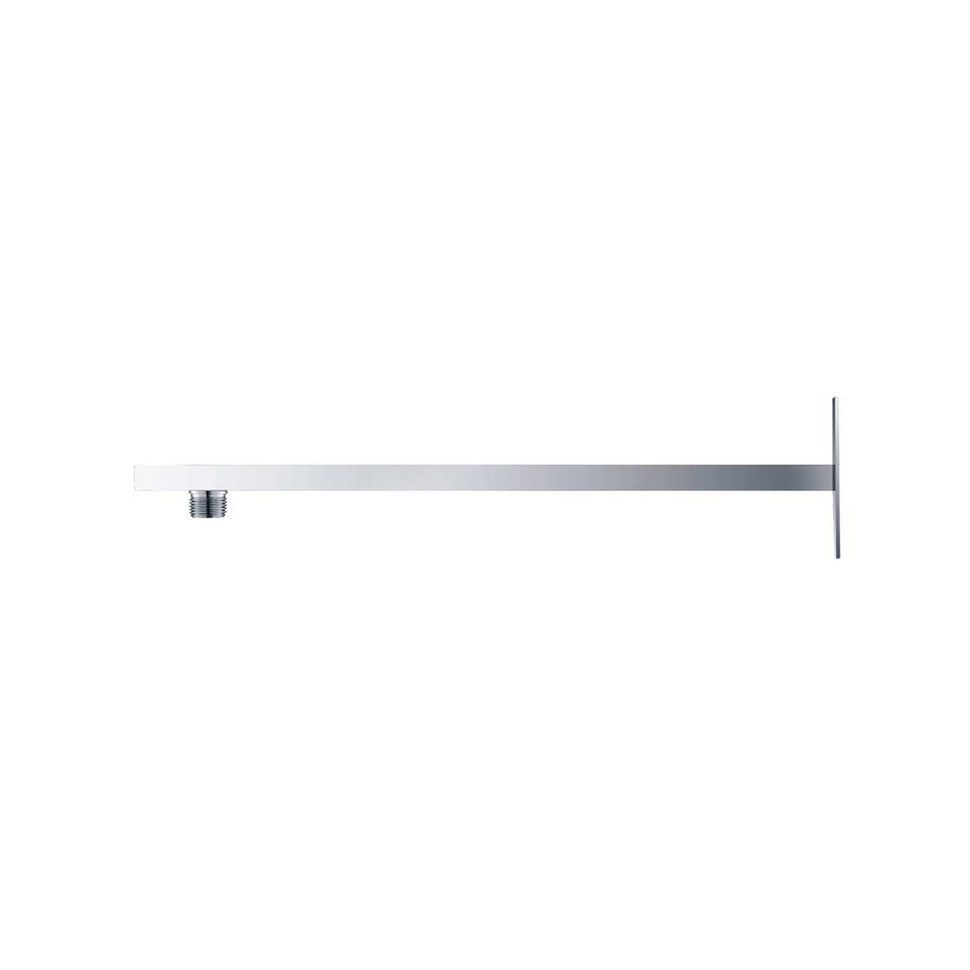 Flusso Faucets Universal Fixtures 16" Chrome Solid Brass Wall-Mounted Shower Arm With Square Sliding Flange