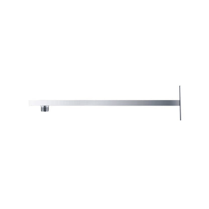 Flusso Faucets Universal Fixtures 16" Chrome Solid Brass Wall-Mounted Shower Arm With Square Sliding Flange