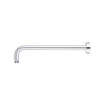 Flusso Faucets Universal Fixtures 16" Matte Black Solid Brass Wall-Mounted Shower Arm With J-Shape Extension and Round Sliding Flange