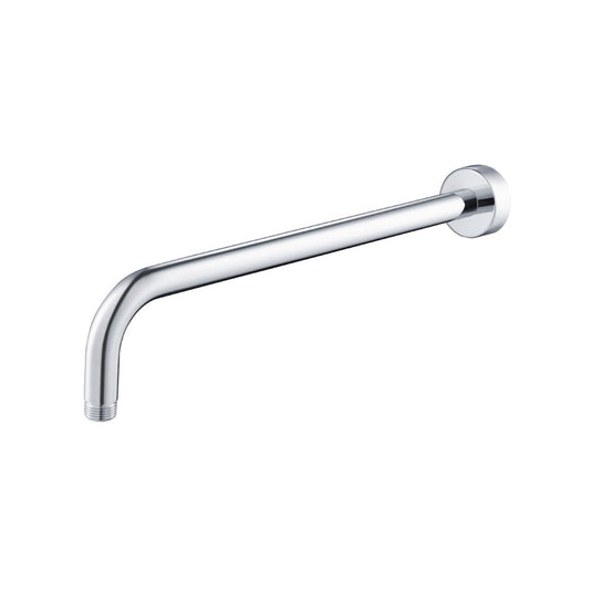 Flusso Faucets Universal Fixtures 16" Matte Black Solid Brass Wall-Mounted Shower Arm With J-Shape Extension and Round Sliding Flange