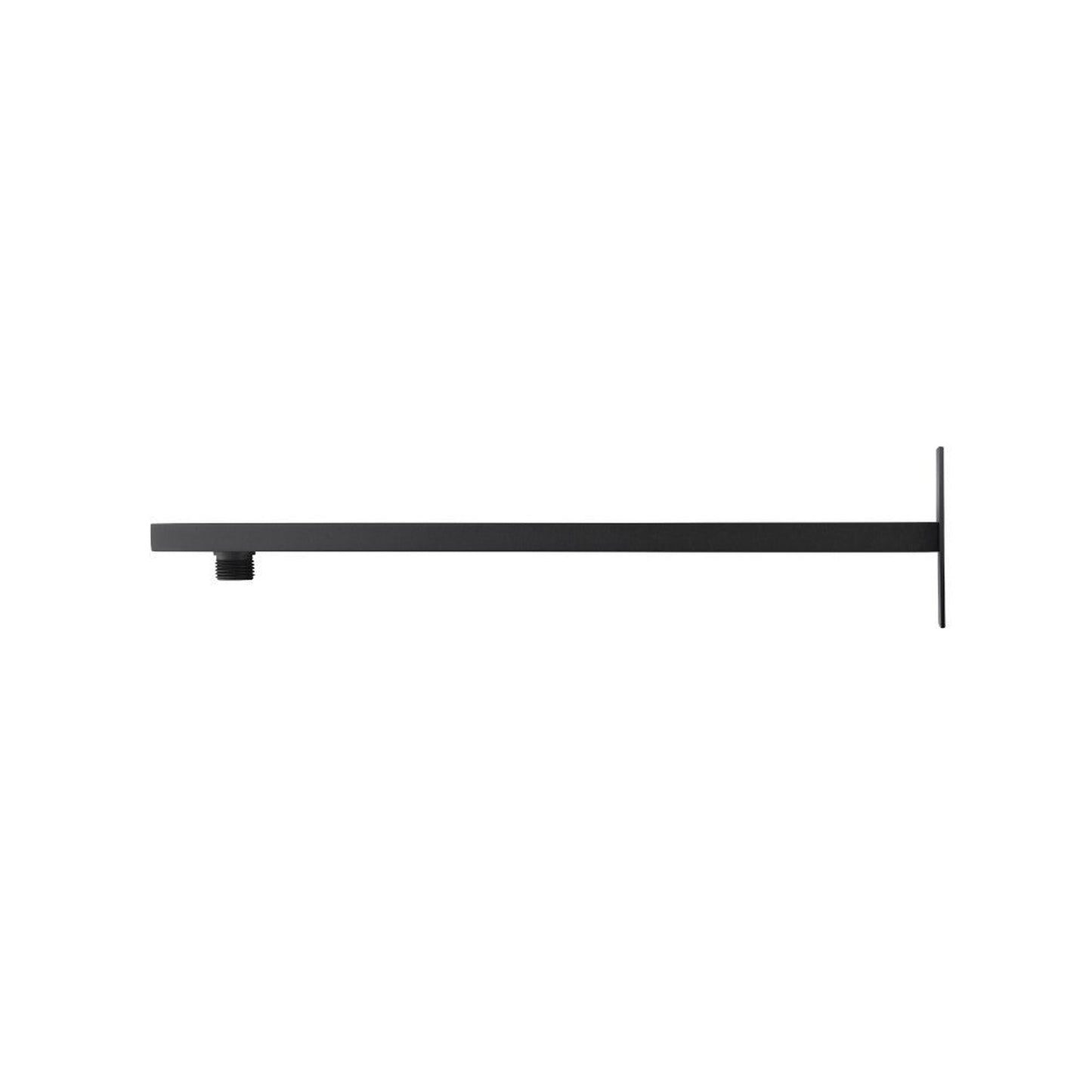 Flusso Faucets Universal Fixtures 16" Matte Black Solid Brass Wall-Mounted Shower Arm With Square Sliding Flange