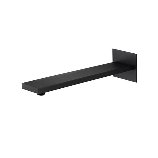 Flusso Faucets Universal Fixtures 16" Matte Black Solid Brass Wall-Mounted Shower Arm With Square Sliding Flange
