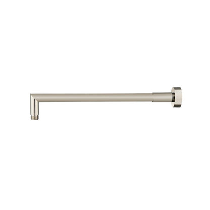 Flusso Faucets Universal Fixtures 16" Polished Nickel PVD Solid Brass Wall-Mounted Shower Arm With Angled Extension and Round Sliding Flange