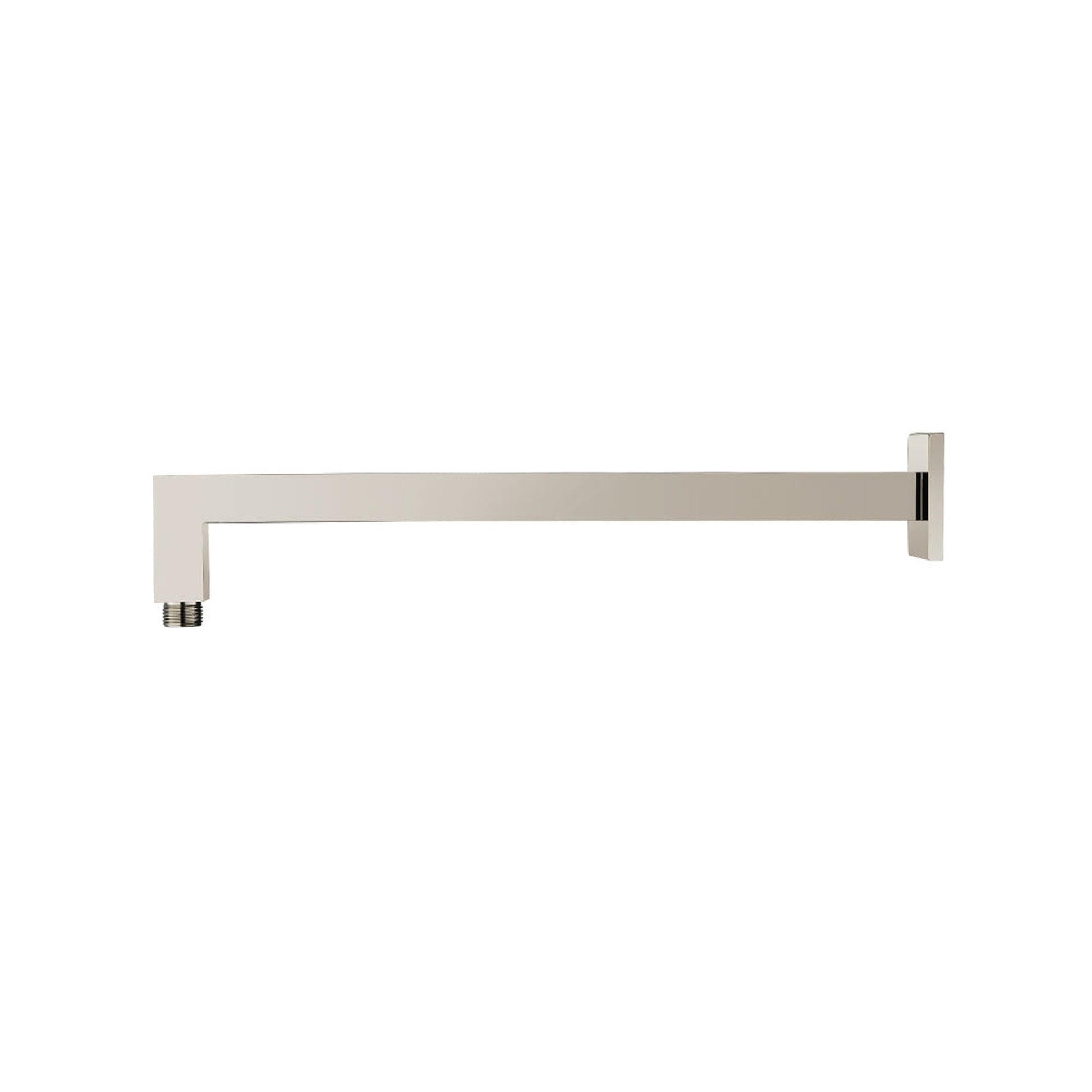 Flusso Faucets Universal Fixtures 16" Polished Nickel PVD Solid Brass Wall-Mounted Shower Arm With Angled Extension and Square Sliding Flange