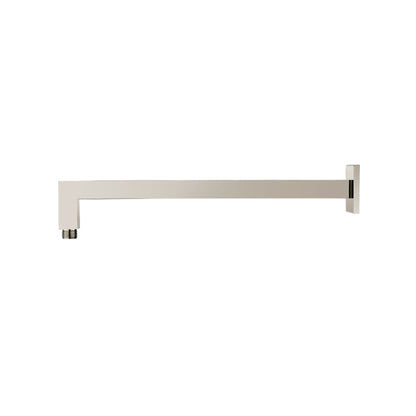 Flusso Faucets Universal Fixtures 16" Polished Nickel PVD Solid Brass Wall-Mounted Shower Arm With Angled Extension and Square Sliding Flange