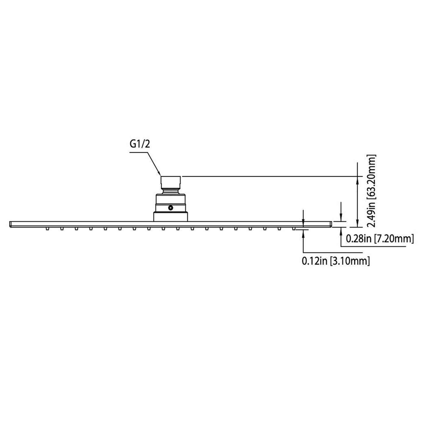 Flusso Faucets Universal Fixtures 16" Single Function Square Matte Black Solid Brass Rain Shower Head