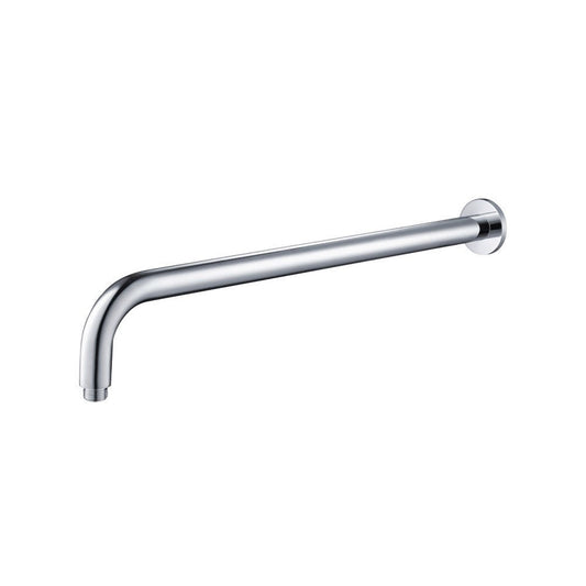 Flusso Faucets Universal Fixtures 20" Chrome Solid Brass Wall-Mounted Shower Arm With J-Shape Extension and Round Sliding Flange
