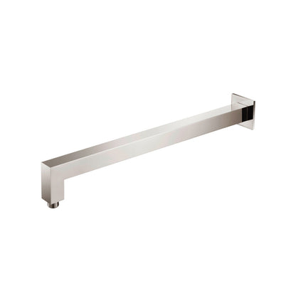 Flusso Faucets Universal Fixtures 20" Polished Nickel PVD Solid Brass Wall-Mounted Shower Arm With Angled Extension and Square Sliding Flange