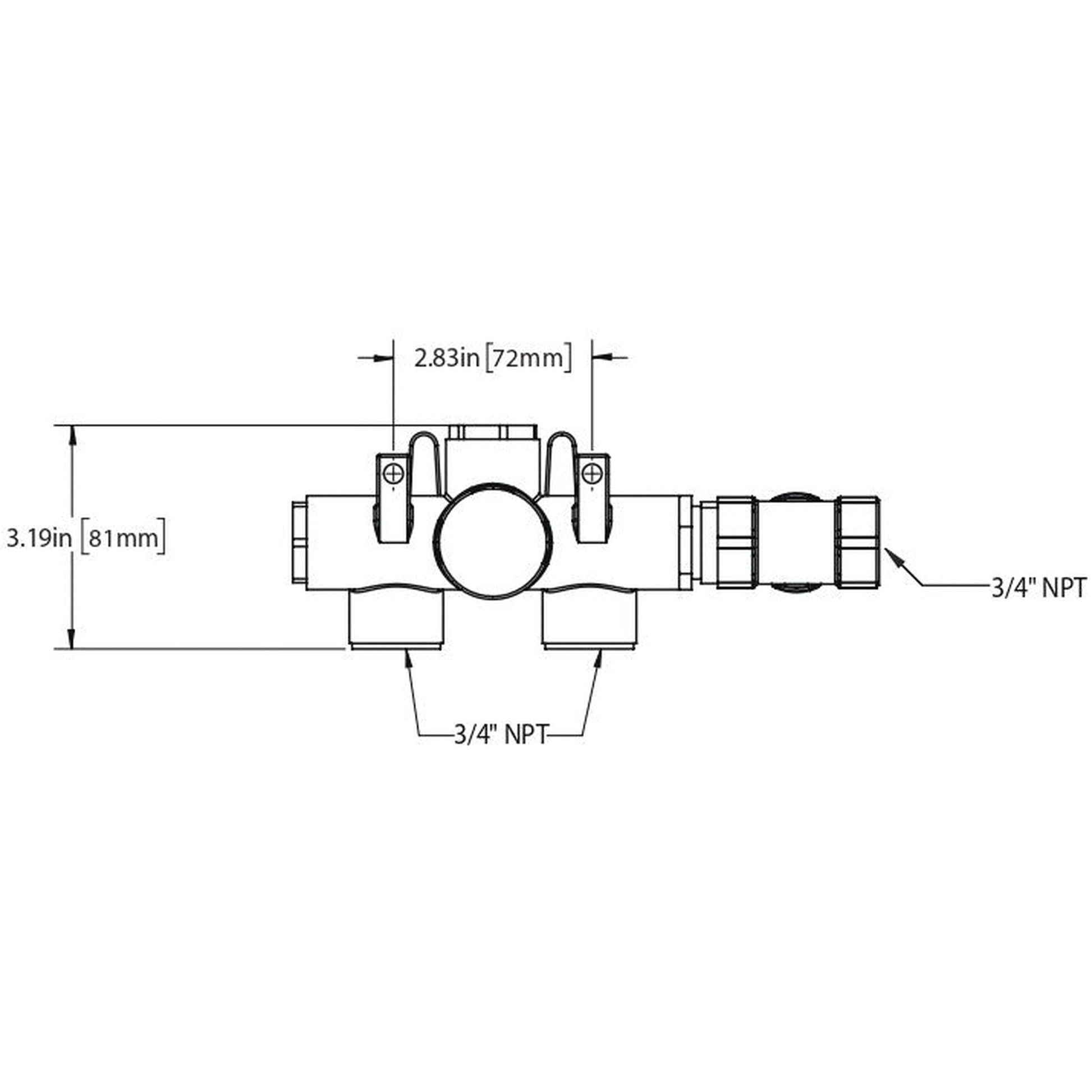 Flusso Faucets Universal Fixtures 4" 1-Output Rough Brass Horizontal Wall-Mounted Thermostatic Shower / Bathtub Valve With Integrated Volume Control