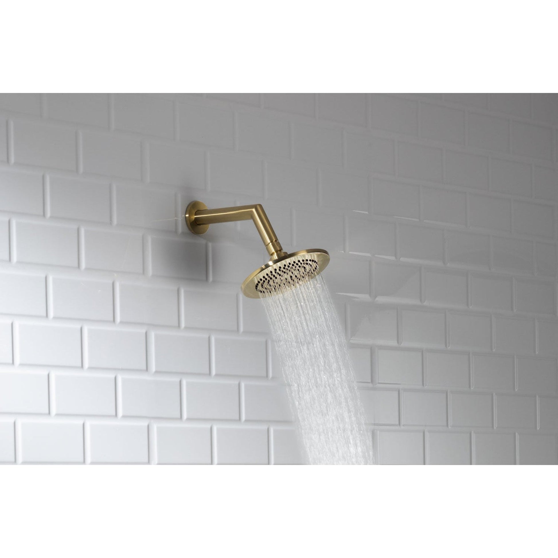 Flusso Faucets Universal Fixtures 6" Satin Brass PVD Solid Brass Wall-Mounted Standard Shower Arm With Square Sliding Flange
