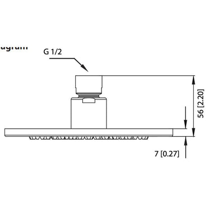 Flusso Faucets Universal Fixtures 6" Single Function Round Brushed Nickel PVD Solid Brass Rain Shower Head With 7" Wall Mounted Shower Arm